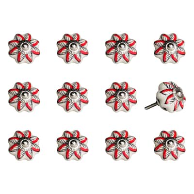 HomeRoots HomeRoots 1.5" x 1.5" x 1.5" Ceramic/Metal Multicolor 12 Pack Knob - 1.5" x 1.5" x 1.5"