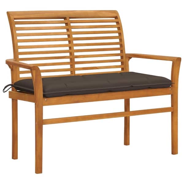 slide 2 of 11, vidaXL Patio Bench with Taupe Cushion 44.1" Solid Teak Wood