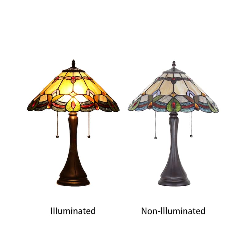 Tiffany-Style Floral Design 2-light Dark Bronze Table Lamp