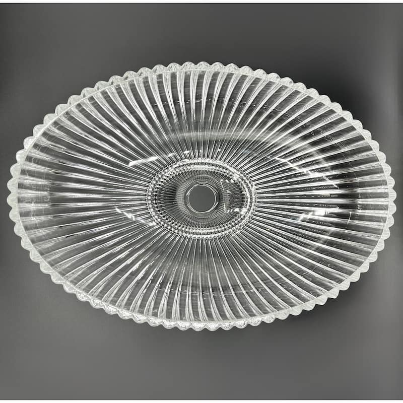 Lucine 21" Oval Decorative Crystal Vessel Sinks With White Base