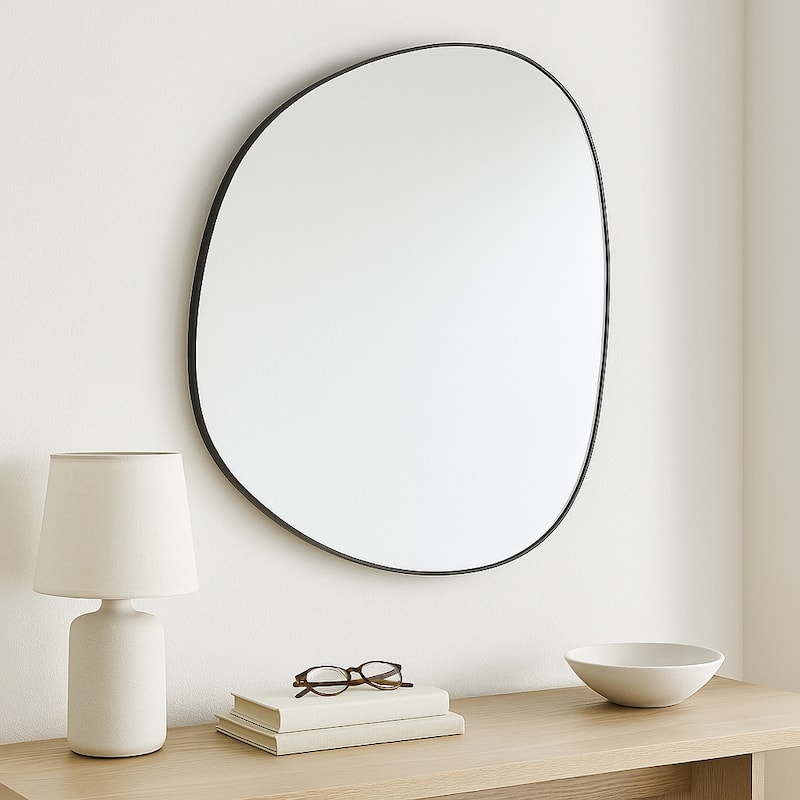 Metal Decorative Mirror - Abstract Shape Wall Accent - 35" Black - 29.5" x 1" x 35.25"