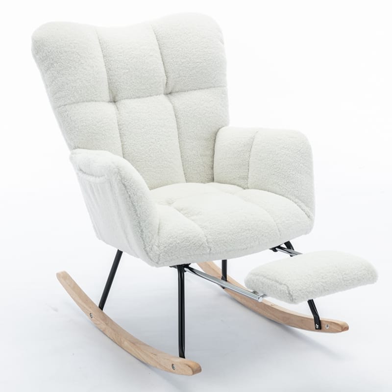 Fabric Rocking Chair With Adjustable Footrest