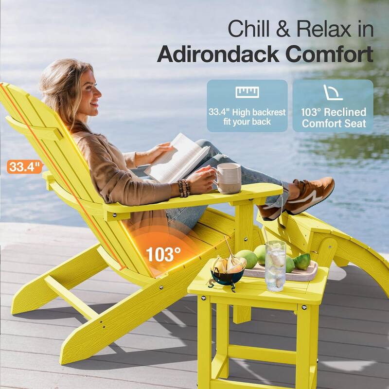 WINSOON All Weather HIPS Outdoor Plastic Adirondack Chairs Set of 2