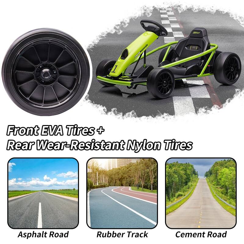 24V Electric Dual 300w Motors Go Kart Ride on Car Toy for Kids, White