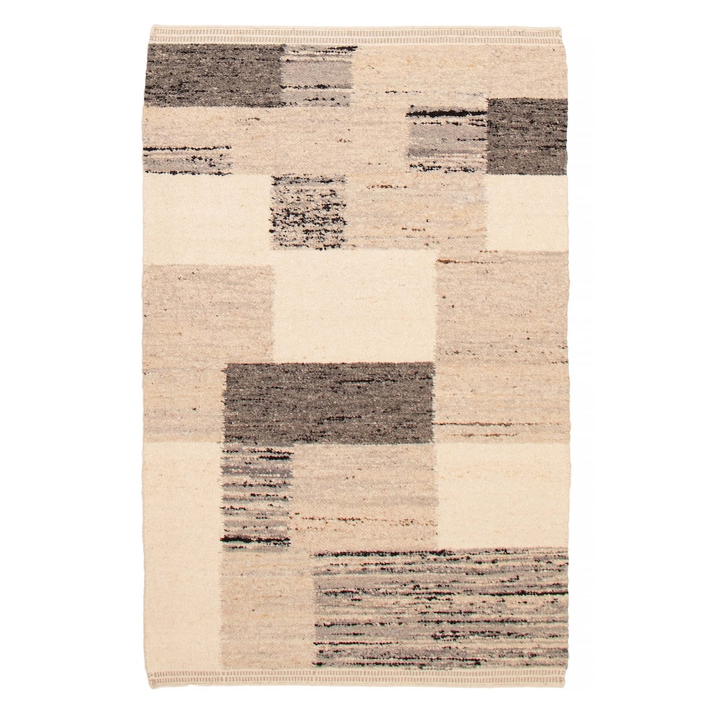 ECARPETGALLERY Flat-Weave Marrakech Cream Wool Kilim - 5'3 x 8'3