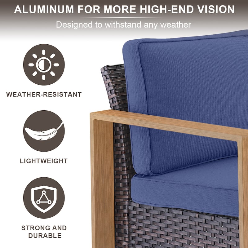 Gymojoy 7 Pieces Patio Sofa with Rattan Swivel Rocking Chair Ottomans Outdoor Conversation Set