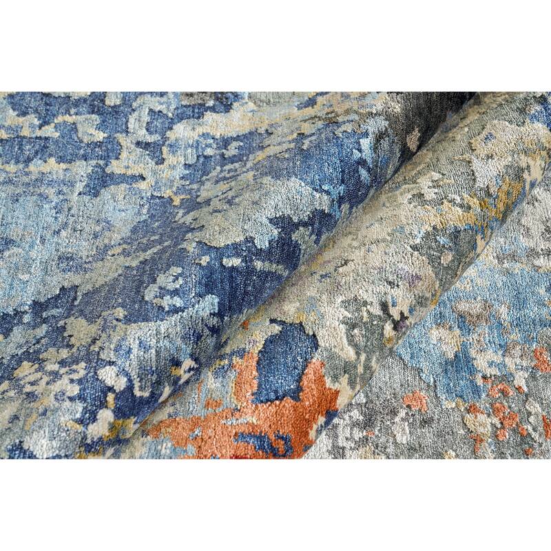 EXQUISITE RUGS Laureno Hand-knotted Bamboo Silk Blue/Grey Area Rug