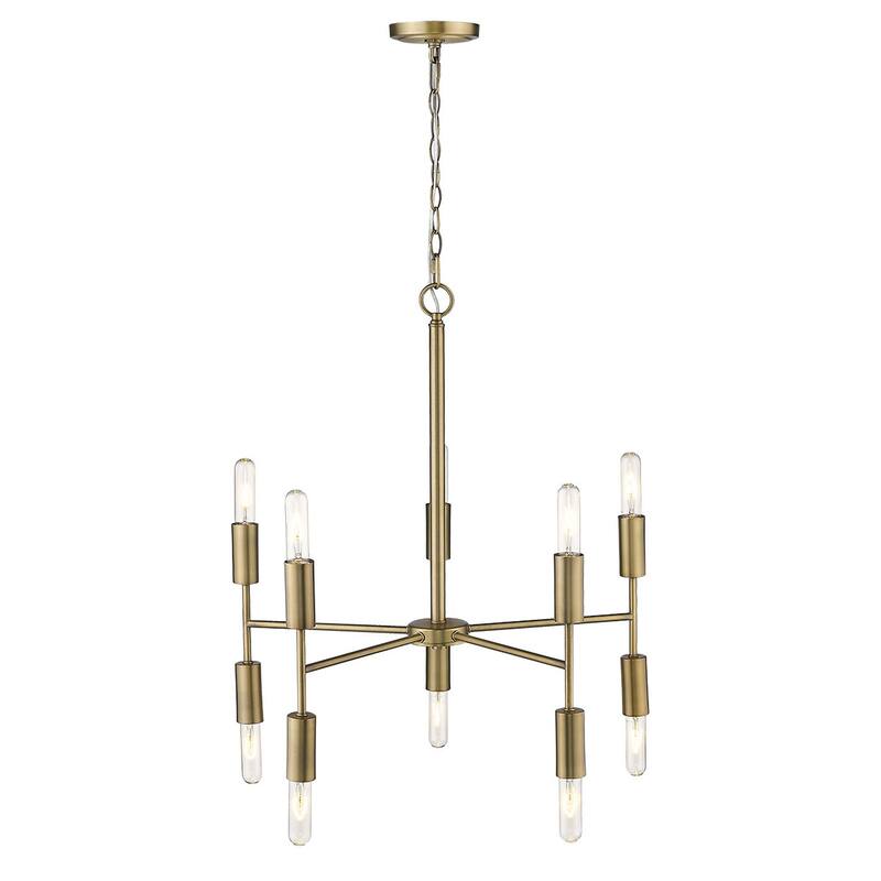 HomeRoots Brass Candle Style Ten Light Metal Dimmable Chandelier - 26' X '26' X '26