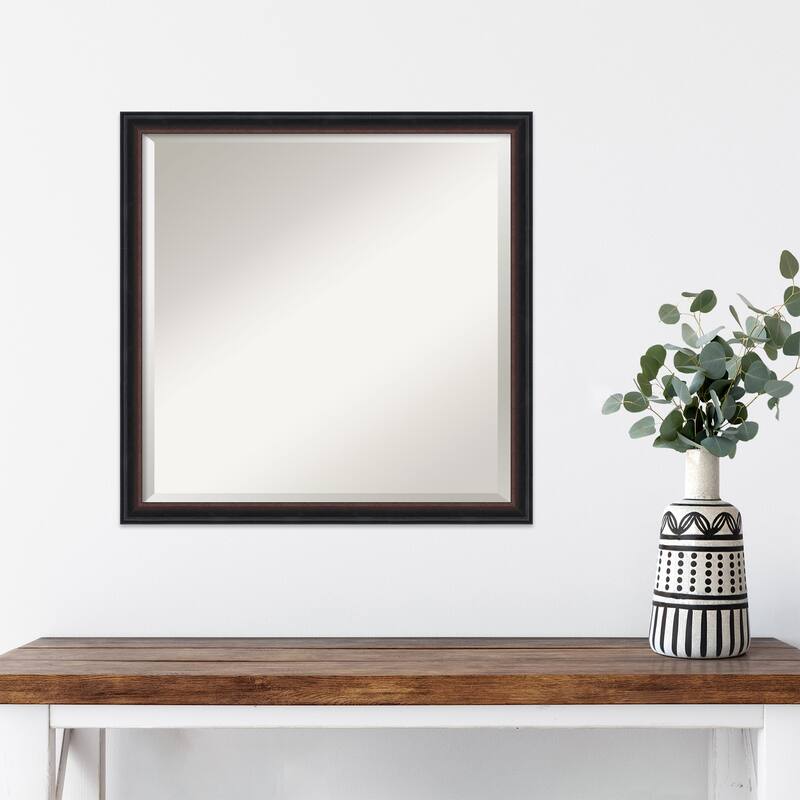 Salon Scoop Beveled Wood Framed Wall Mirror
