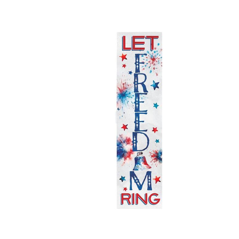 HomeRoots 36" Red White And Blue Solid Wood Let Freedom Ring Porch Sign