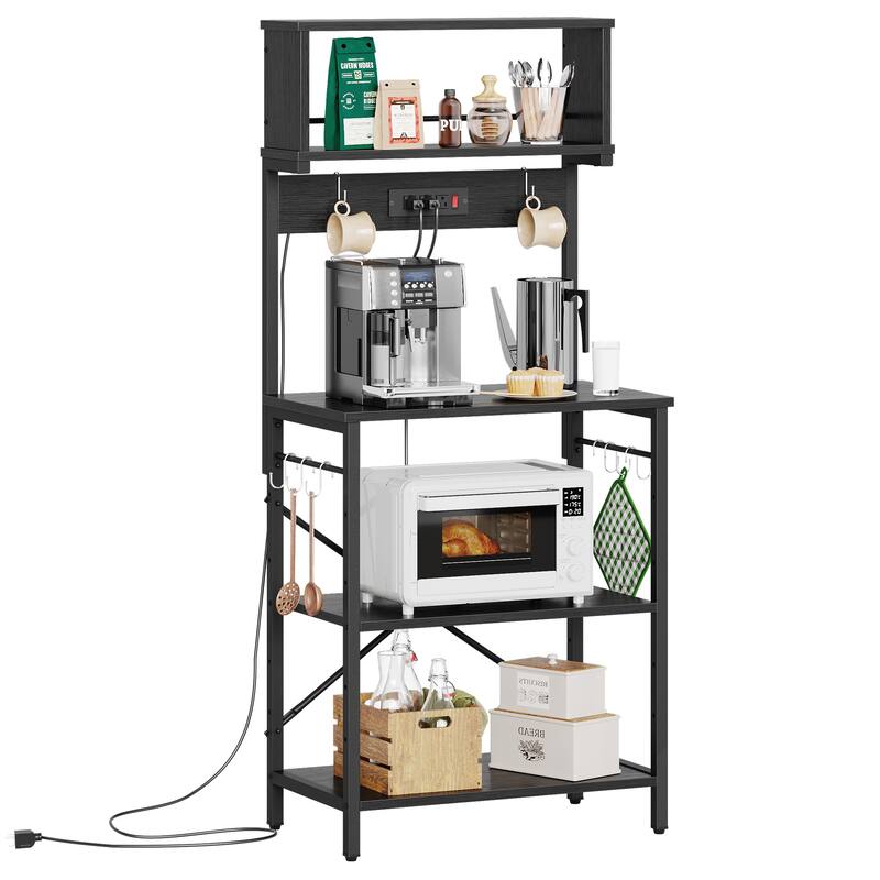 60 Inch Kitchen Baker's Rack with Hutch 8 Side Hooks