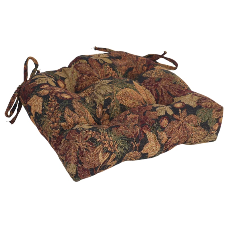 16-inch Rounded Back Woven Tapestry Tufted Chair Cushions (Set of 2 or 4) - 16 x 16