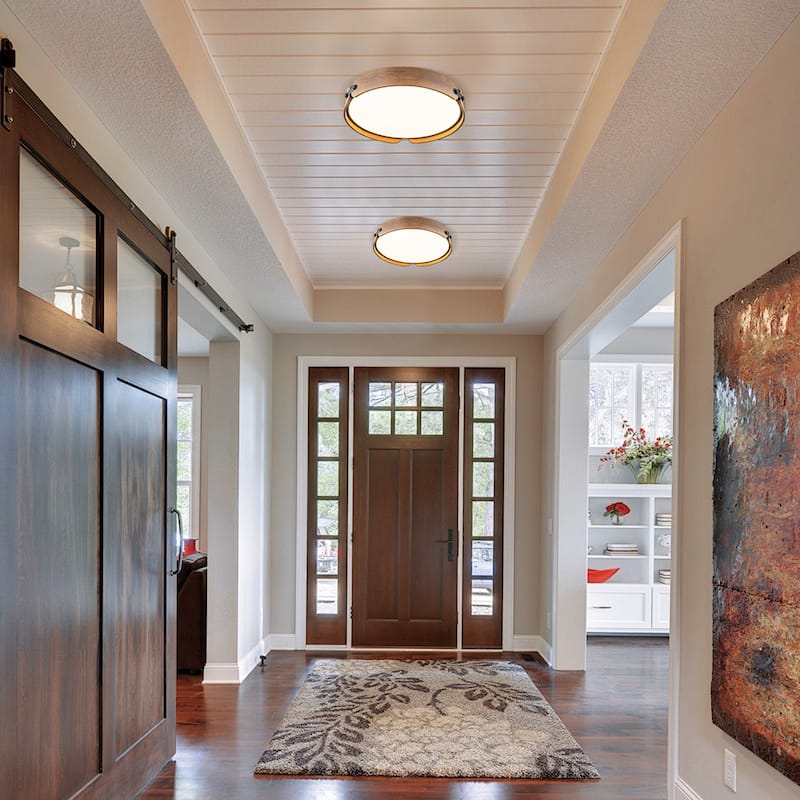 1-Light Farmhouse Wood Integrated LED Flush Mount Ceiling Light