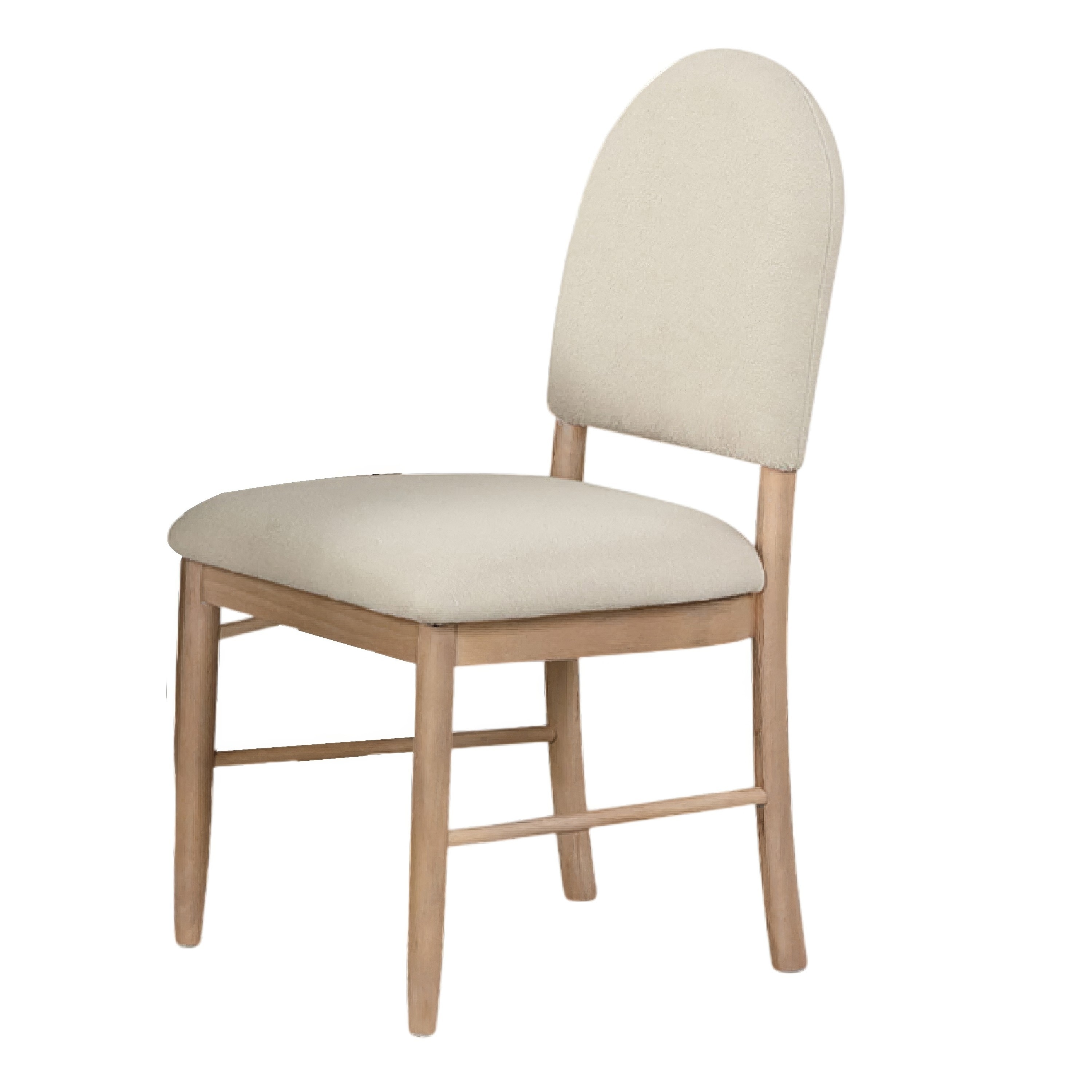 Reha Dining Side Chair Set of 2, Arch Back, Beige Cushions, Natural Brown