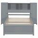 preview thumbnail 6 of 22, Twin Size Platform Bed with Storage Headboard, 3-Shelves, 2-Side Lockers, Solid Pine Wood Frame for Bedroom, Grey