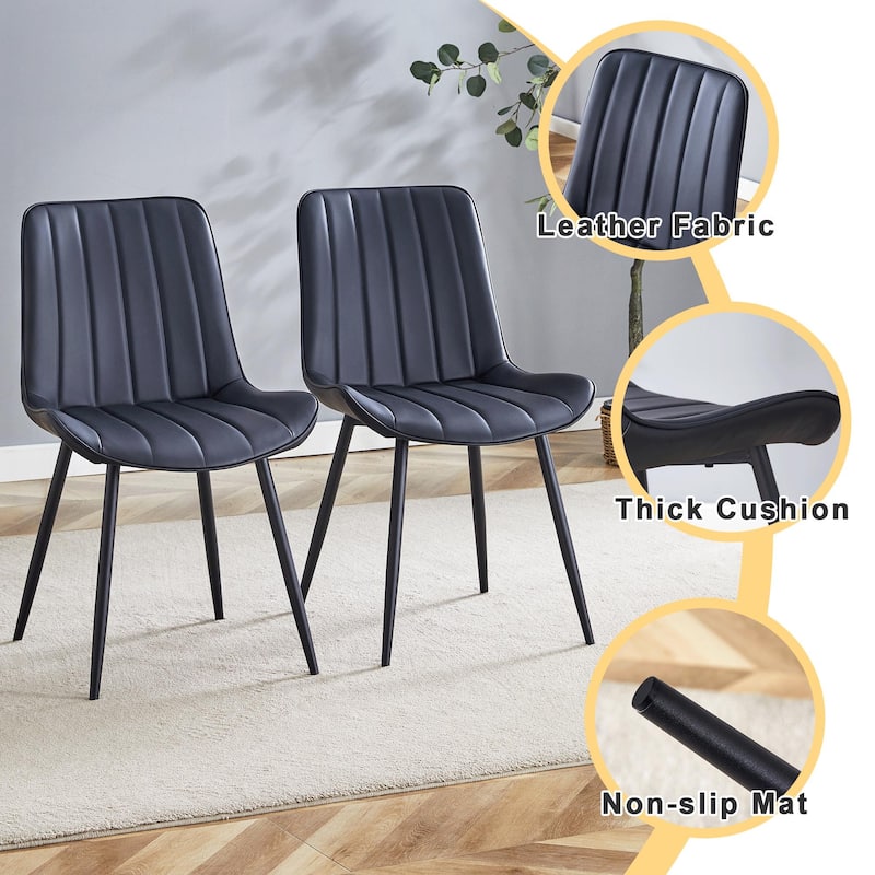 Dining Chair Set of 4, Vertical Striped Backrest Dining Chair with Metal Legs Leisure Chair for Dining Room kitchen