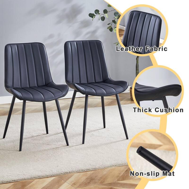 Extended Seat Cushion PU Dining Chair Set - Four Pieces,Ergonomic Design