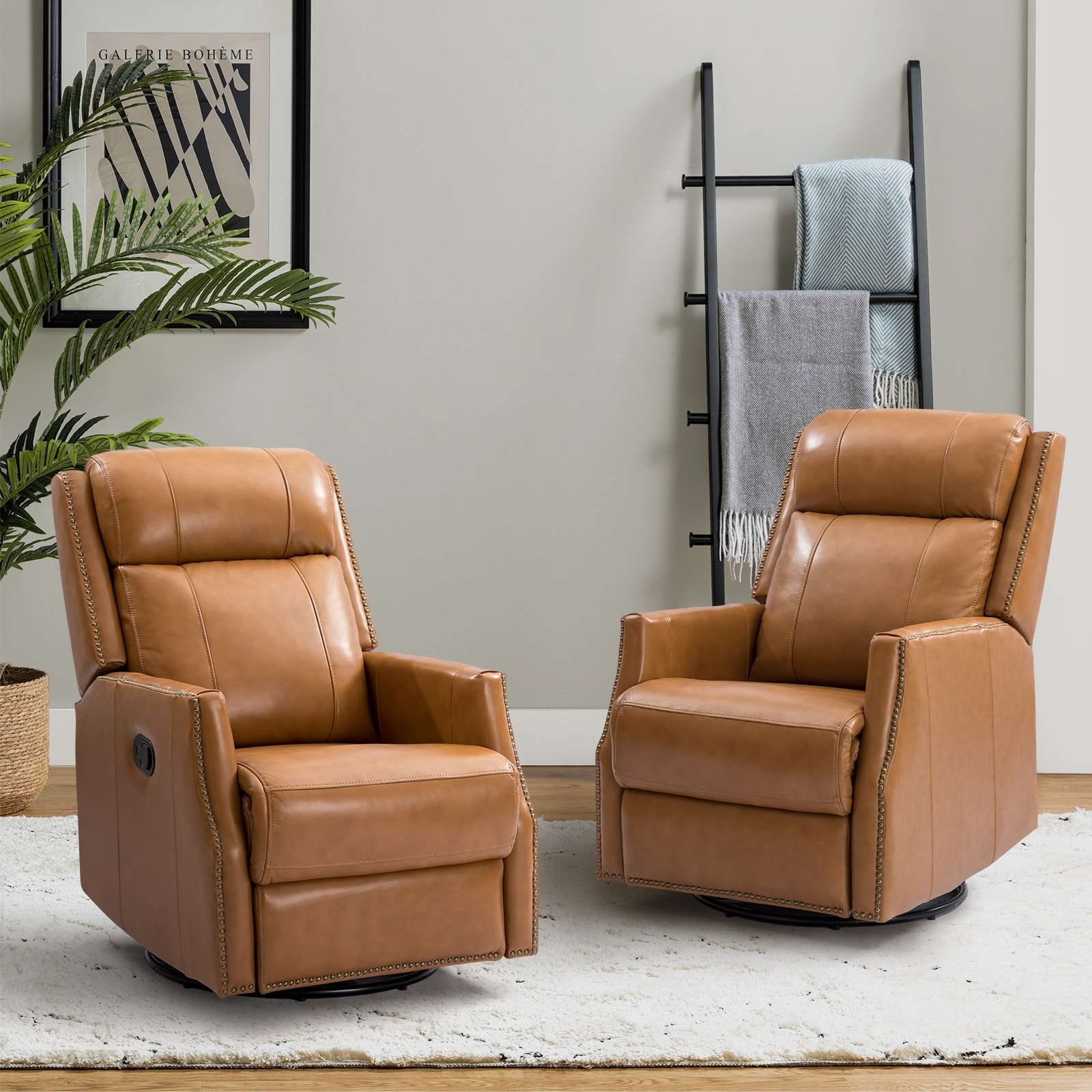 Genuine leather swivel recliner hotsell chairs