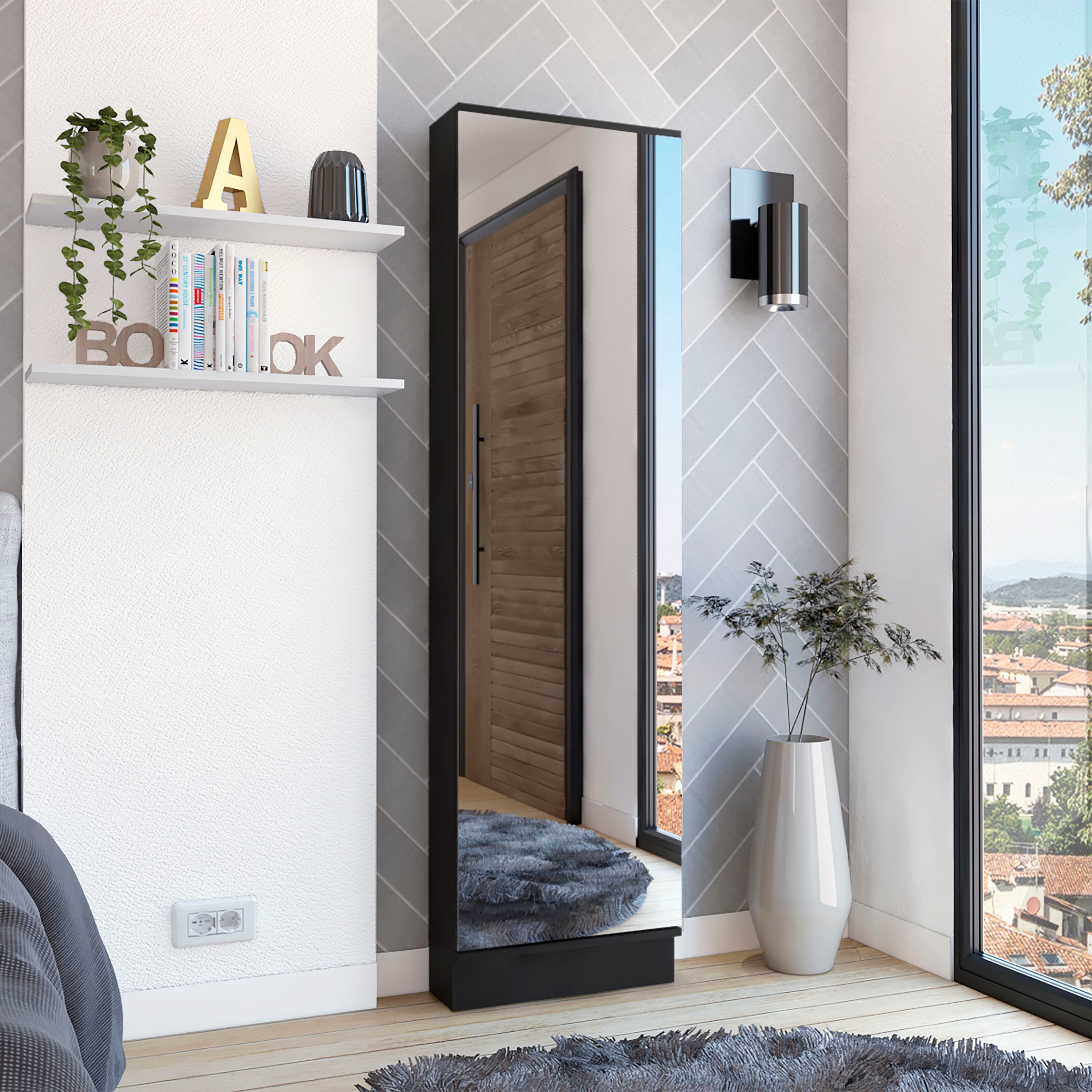 Full mirror shoe on sale cabinet
