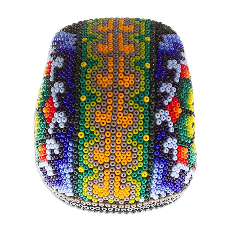 Novica Handmade Peyote Memories Huichol Beaded Papier Mache Skull