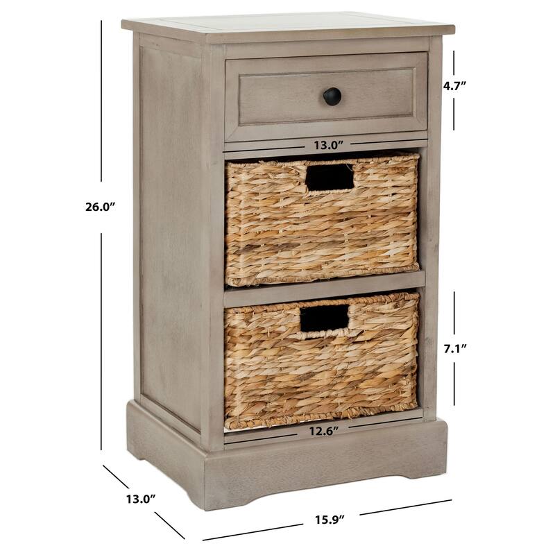 SAFAVIEH Alverta Grey 3-Drawer Storage Table - 15.9" x 13" x 27.6" - 16Wx13Dx26H