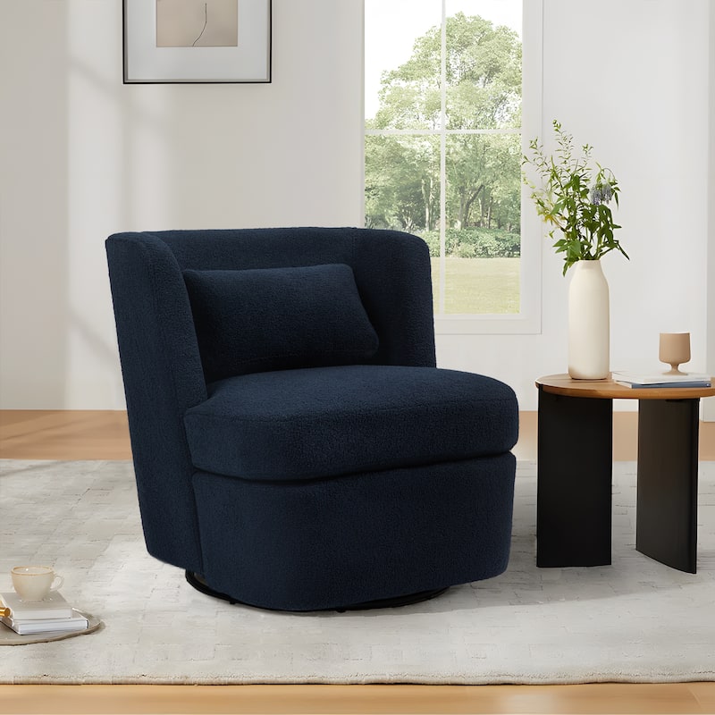 Modern Boucle Linen Upholstered Swivel Accent chair