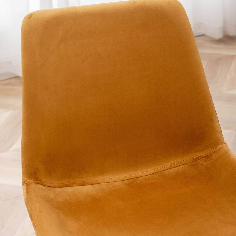 White Yellow Velvet Upholstered Side Chairs with Metal Legs, Bar Table and Chair Set, Round Dining Chairs for Breakfast Nook