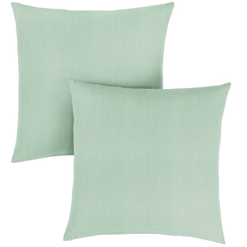 Sorra Home Sunbrella Outdoor Knife Edge Pillow Set of 2 - 24 in H x 24 in W x 6 in D - Canvas Spa