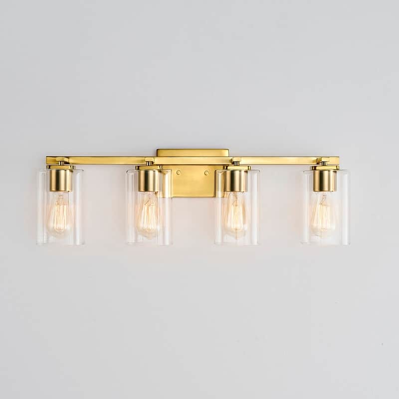 KAWOTI 29.1in 4-light Square Glass Shades Bathroom Vanity Light