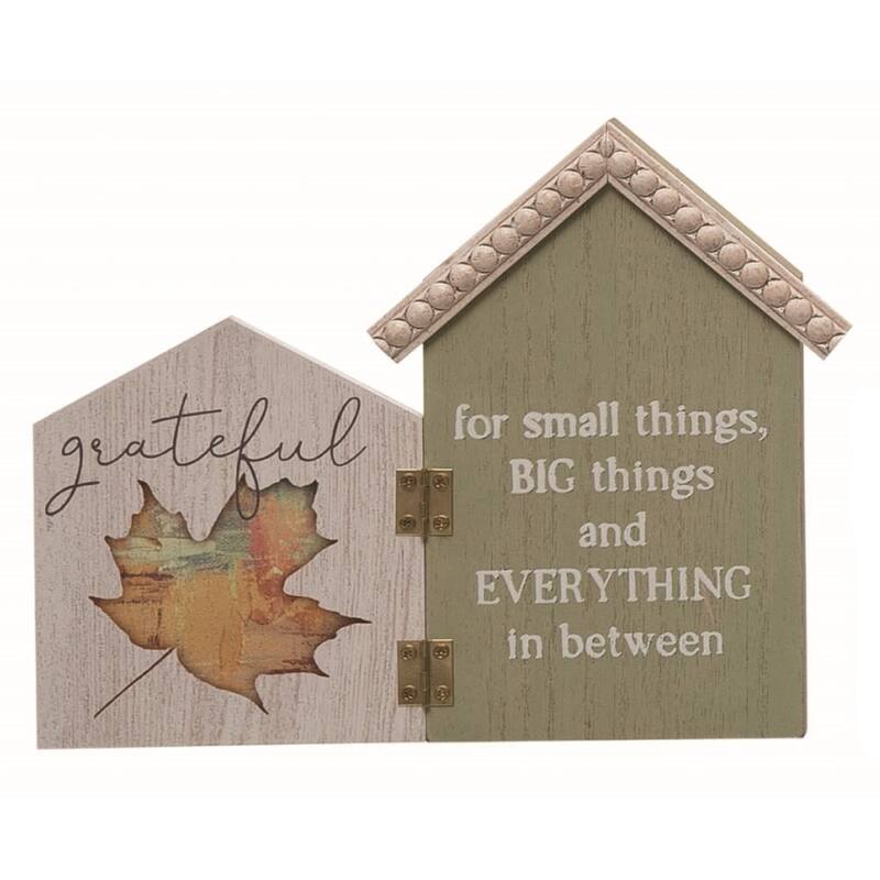 Transpac Wood Brown Harvest Grateful Tabletop Decor