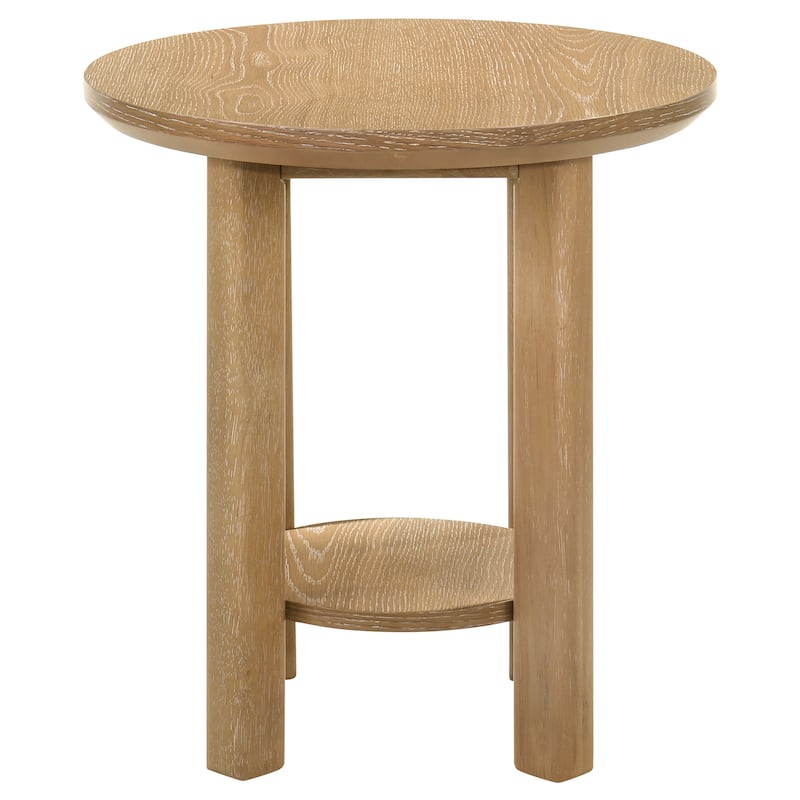 Ottowa 22-Inch Round Wood Side End Table with Shelf - 22" x 22" x 23.75"