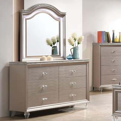 Ving Modern Rose Gold 2-Piece 6-Drawer Dresser and Mirror Set by Furniture of America