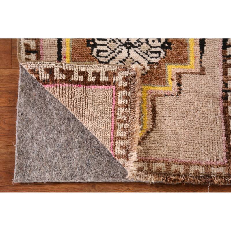 Hand Knotted Oriental 100% Wool Carpet Transitional Geometric Beige & Ivories Anatolian Area Rug - 2' 8'' X 1' 7''