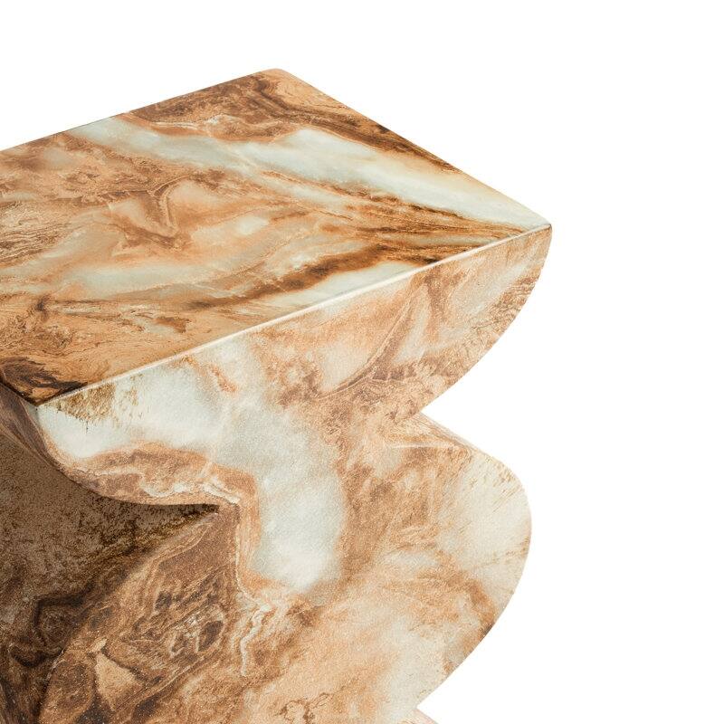 Studio London Trudi Faux Marble Effect Stool End Table – Onyx Brown