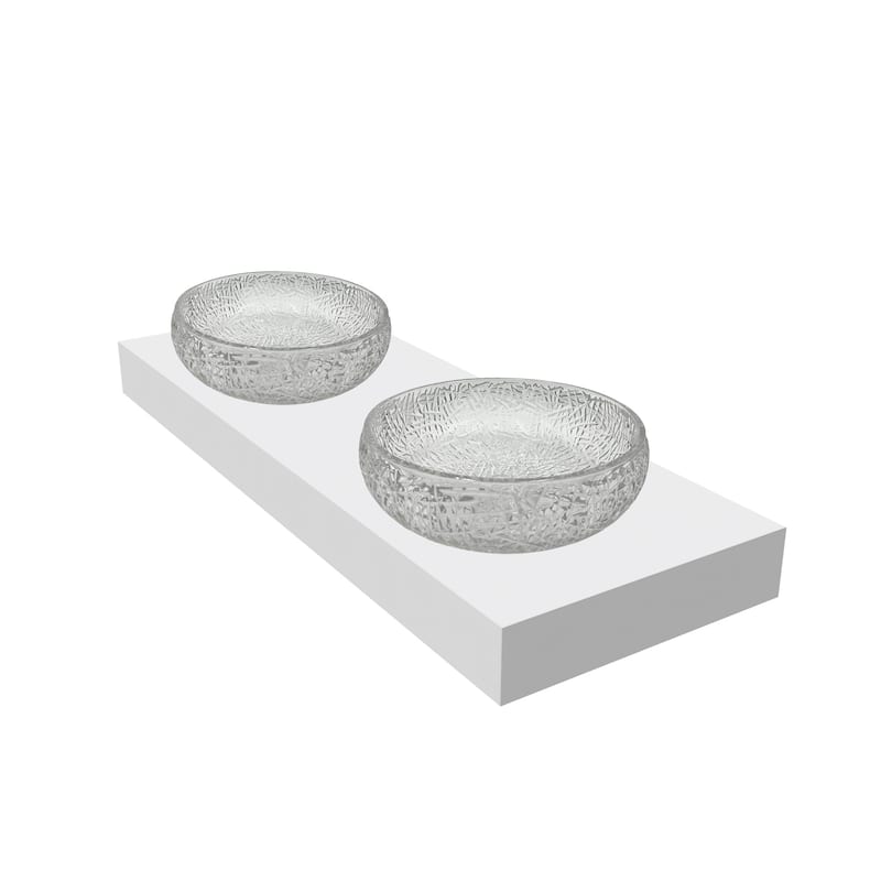 Moonshell 16" Round Decorative Crystal Vessel Sinks With White Base