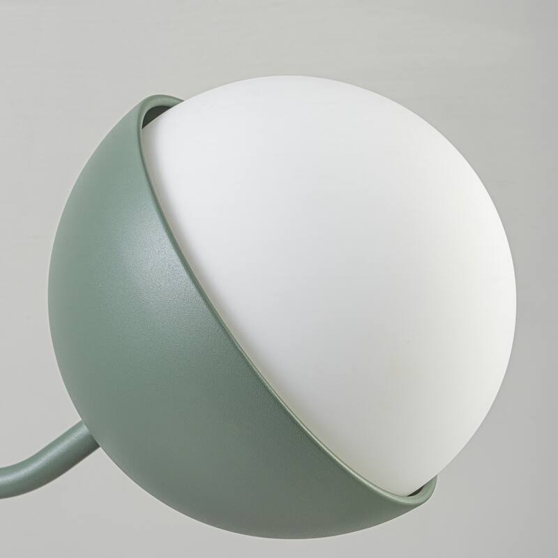 39" W Modern Asymmetric Green Pendant for Kitchen Island with Milk Glass Globe Shade - 38.6 in. W x 13.4 in. H x 7.5 in. D