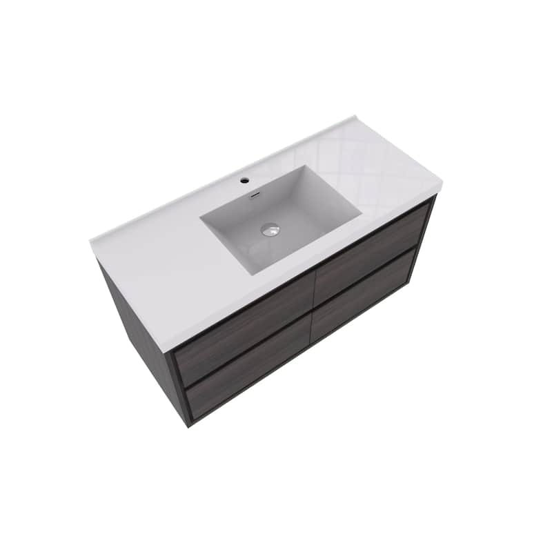 Sage 60" wall mounted bathroom vanity with single basin acrylic top