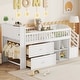 preview thumbnail 15 of 21, Twin Size Loft Bed with LED and Bookshelf, Wood Low Loft Bed with Stairs, Kids Twin Loft Bed with Storage Drawers and Shelves