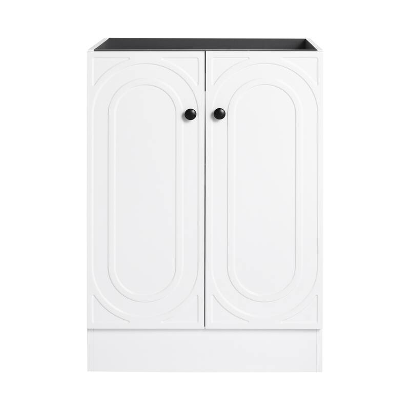 Modern 24 Inch Freestanding Bathroom Vanity Base without Sink, Storage Cabinet with Soft-Close Doors and Adjustable Shelves