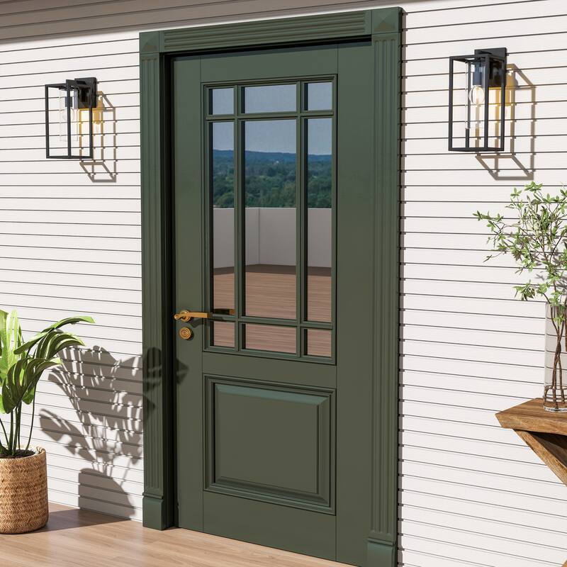 2-Pack Industrial Metal Outdoor Wall Lantern
