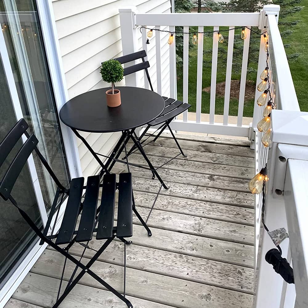 3pc Metal Folding Bistro Set, Weather-Resistant Outdoor/Indoor Conversation Set for Patio, Yard, Garden