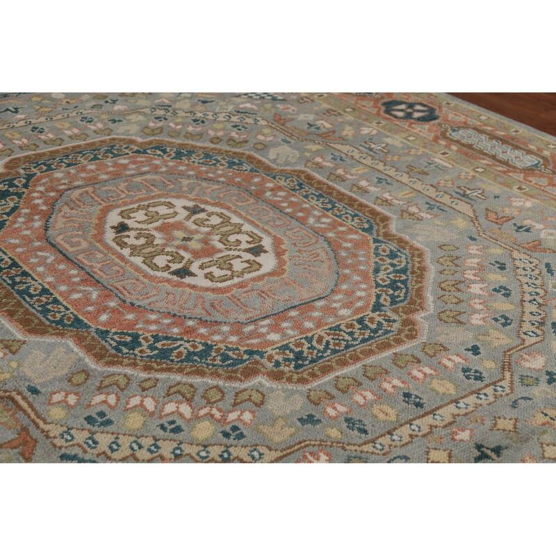 Gray Khotan Indian Area Rug Hand-Knotted Wool Carpet - 8'4" x 12'0"
