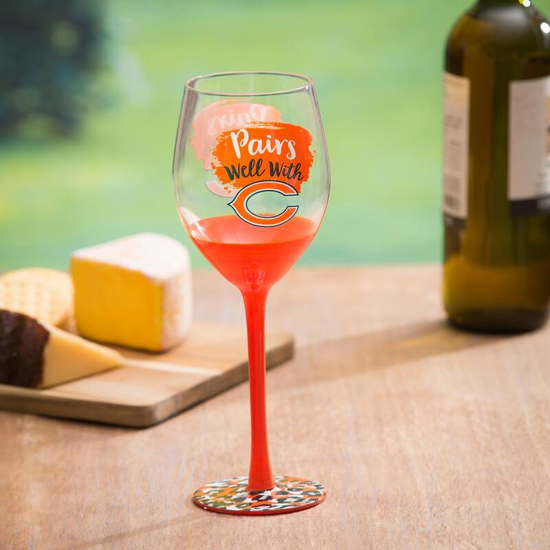 Chicago Bears, 17 oz Stemmed Wine Glass w/ Gift Box