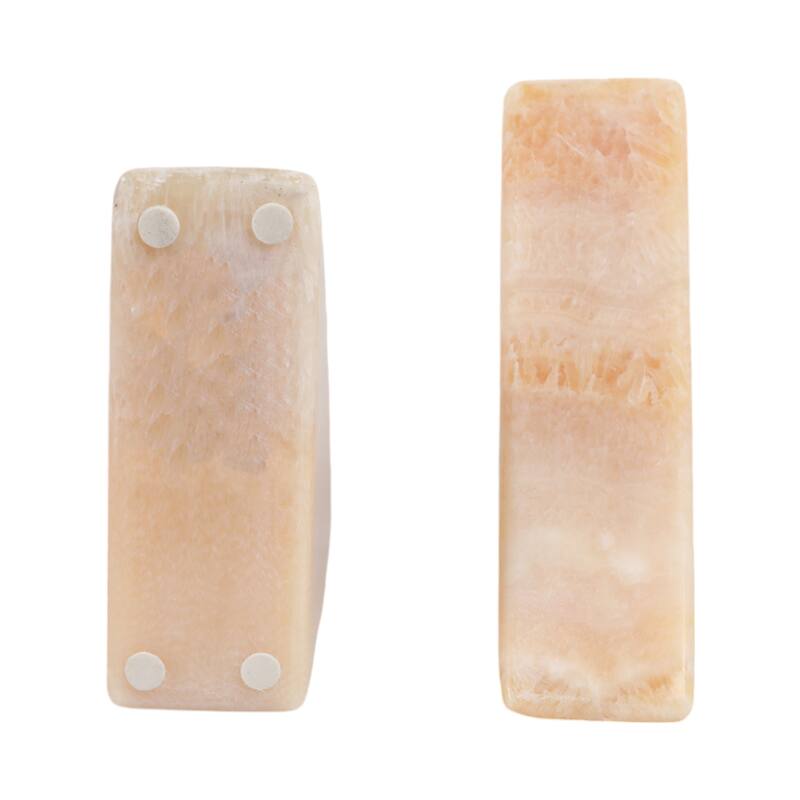 Decorative Onyx Triangular Bookends - Set of 2 , 12", Orange & Ivory - 12.0"