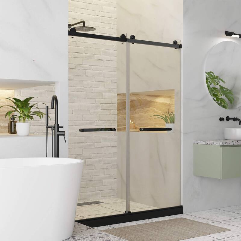 Fine Fixtures Frameless Clear Sliding Bathroom Shower Door