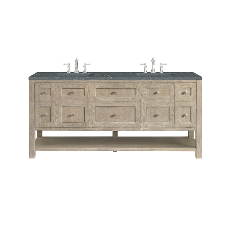 James Martin Vanities Breckenridge 72" Double Vanity, Whitewashed Oak - Parisien Bleu