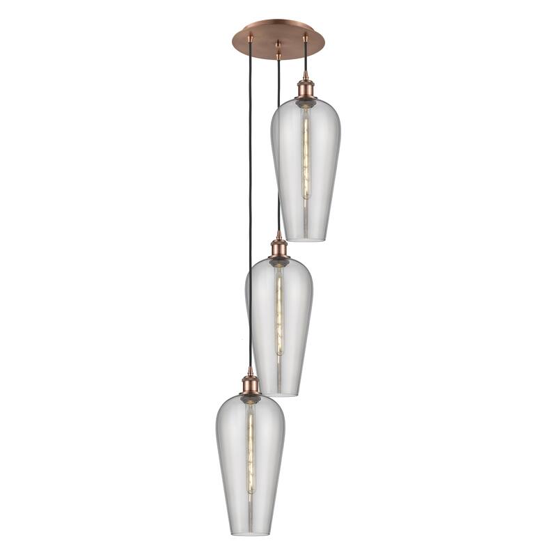 Innovations Lighting Endless Possibilities Ballston - Chelsea - 3 Light 15" Cord Hung Multi Pendant - Antique Copper/Light Smoke