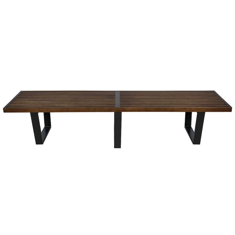 Inwood Solid Wood Entryway Bench with Slatted Seat, Rubberwood Frame, Beech Legs, Indoor Shoe Rack & Storage, Stained Finish