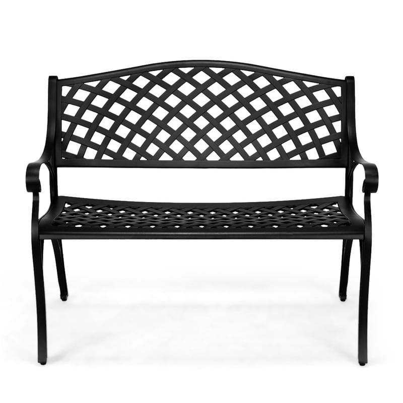 Outdoor 40.5 in. Cast Aluminum Park Decorative Bench - Black