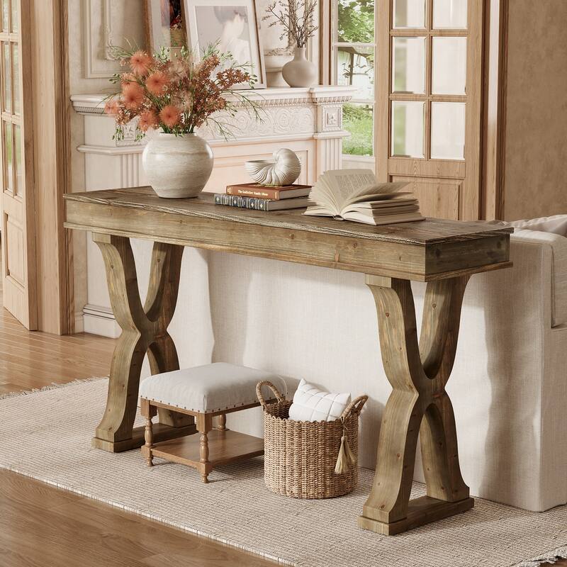 Solid Wood Console Table, Entryway Table, Long Sofa Side Hallway Foyer Table for Living Room